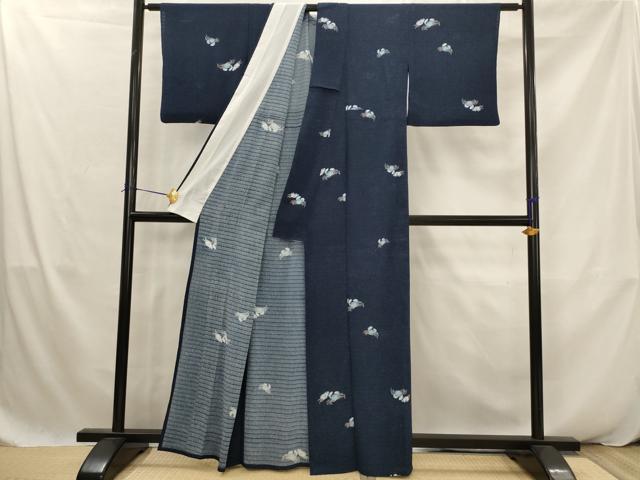 平和屋着物*夏物 小紋 絽縮緬 蟹 洗える着物 AABK2929st