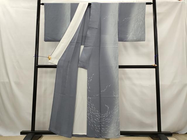 平和屋着物*夏物 訪問着 縦絽 メダカ 暈し染め 正絹 逸品 AABK2936st