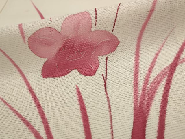 平和屋着物*夏物 小紋 絽 草花文 銀彩 正絹 逸品 AABK2947st
