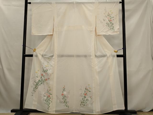 平和屋着物*夏物 訪問着 絽 手描き 草花文 正絹 逸品 AABK2948st