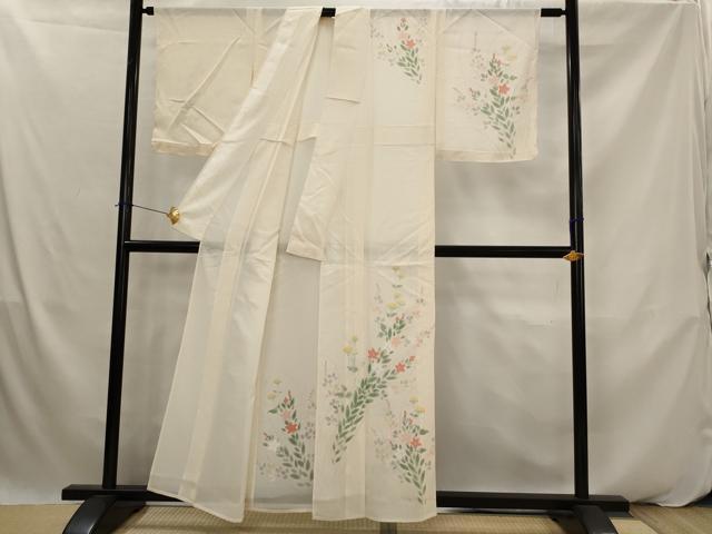 平和屋着物*夏物 訪問着 絽 手描き 草花文 正絹 逸品 AABK2948st