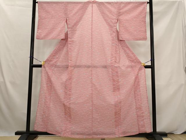 平和屋着物*夏物 小紋 絽 舞蝶文 洗える着物 AABK2952st