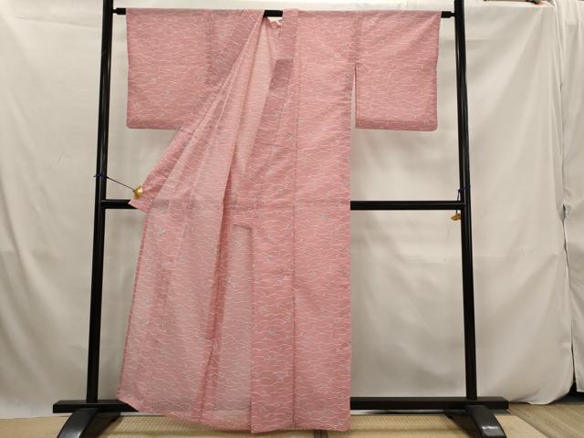 平和屋着物*夏物 小紋 絽 舞蝶文 洗える着物 AABK2952st