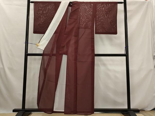 平和屋着物*夏物 色無地 絽 葡萄茶色 洗える着物 AABK2958st