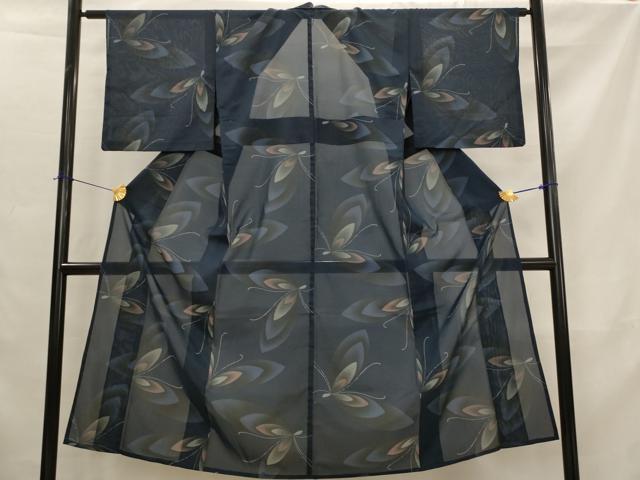 平和屋着物*夏物 小紋 紗 舞蝶文 洗える着物 AABK2960st