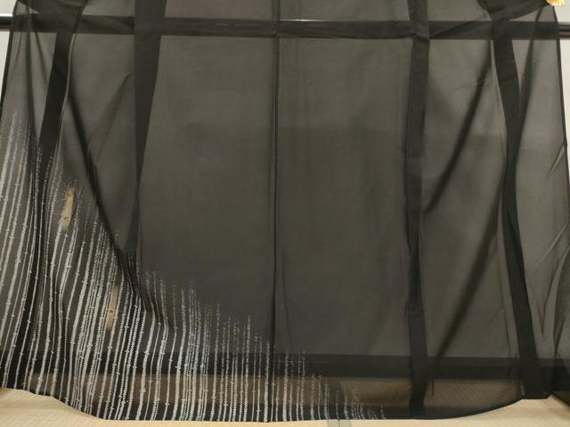 平和屋着物*夏物 訪問着 絽 鹿の子花文 黒地 金彩 正絹 逸品 未使用 AABK2978st