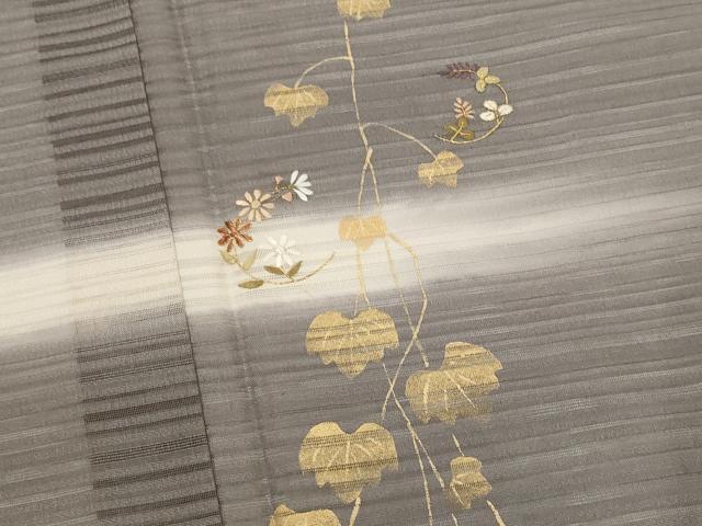 平和屋着物*夏物 訪問着 変わり絽 刺繍 草花文 暈し染め 金彩 正絹 逸品 AABK2983st