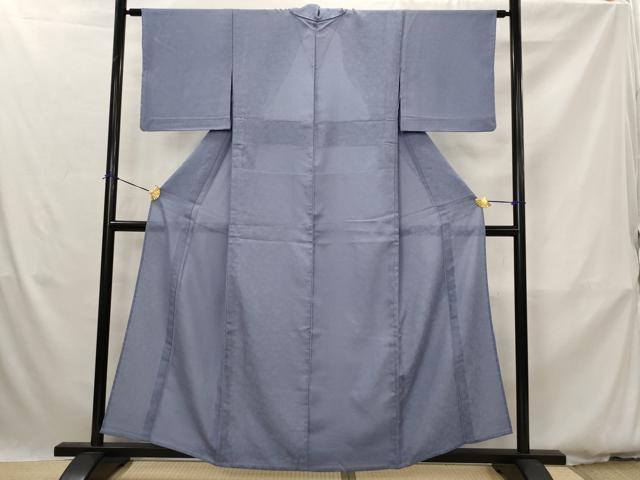平和屋着物*夏物 色無地 絽 更紗花紋紗 藤納戸色 正絹 逸品 AABK2984st
