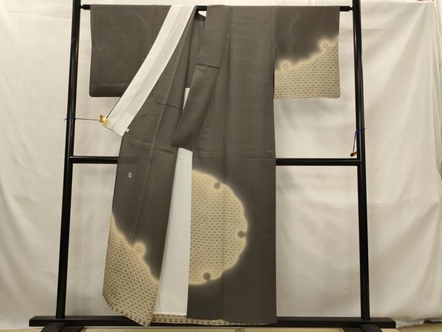 平和屋着物*夏物 十日町 加賀草木友禅の第一人者 田村哲彦 訪問着 縦絽 雪輪文 暈し染め 正絹 逸品 AABK2989st