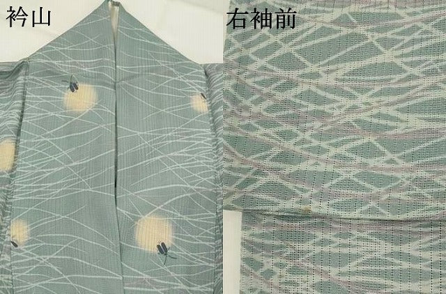 平和屋着物*夏物 小紋 縦絽 蛍 蛍暈し 正絹 逸品 AABK3007st