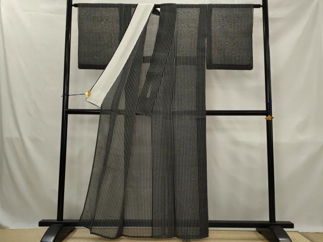 平和屋着物*夏物 紗紬 縞 正絹 逸品 AABK3018st