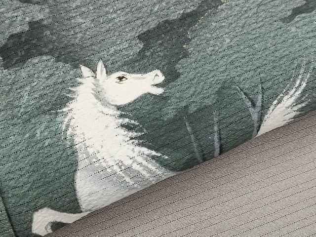 平和屋着物*夏物 訪問着 絽縮緬 作家物 手描き 馬 暈し染め 金彩 正絹 逸品 未使用 AABK3019st
