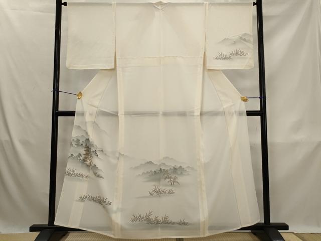 平和屋着物*夏物 訪問着 絽 刺繍 遠山風景文 暈し染め 金彩 銀糸 正絹 逸品 AABK3021st