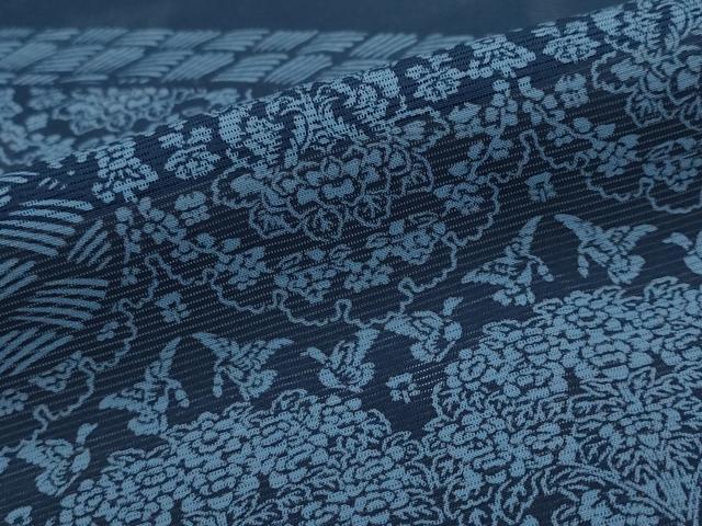 平和屋着物*夏物 訪問着 絽 藍 型染め 更紗花文 正絹 逸品 未使用 AABK3024st
