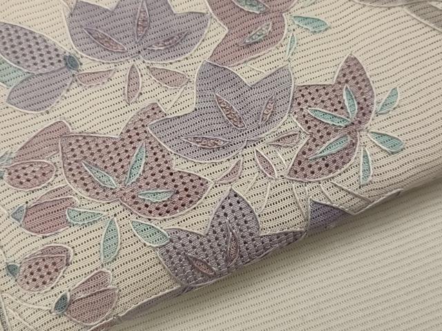平和屋着物*夏物 訪問着 中国三大刺繍 汕頭刺繍 スワトウ刺繍 相良刺繍 総刺繍 絽 藤花房 正絹 逸品 AABK3028st