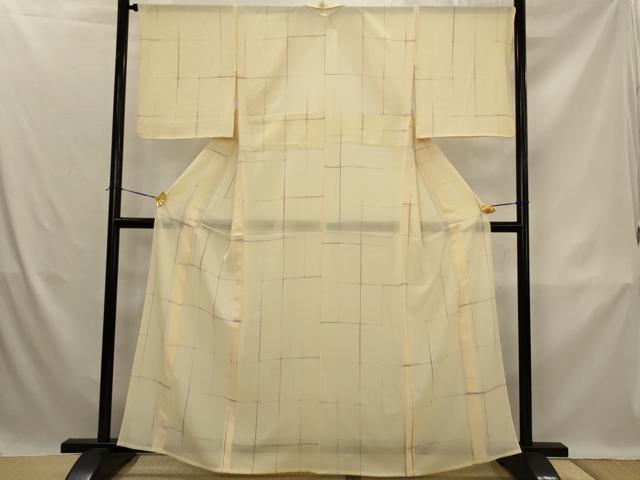 平和屋着物*夏物 小紋 絽 変わり格子 正絹 逸品 AABK3036st
