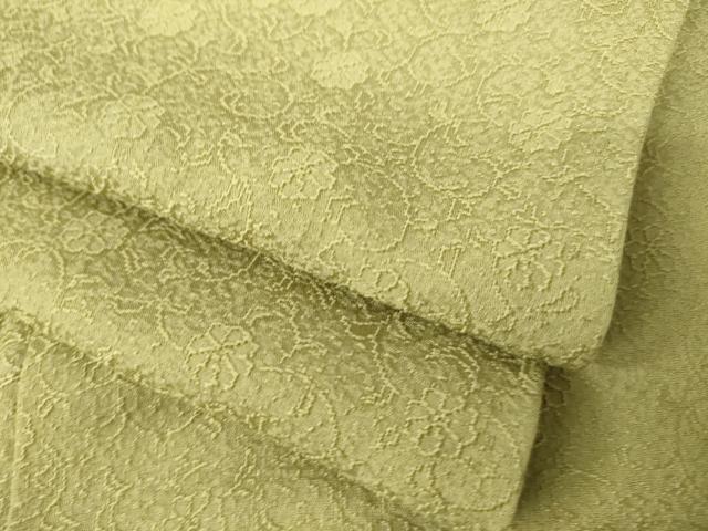 平和屋着物●上質な色無地 花唐草地紋 油色 正絹 逸品 AABK3050ck