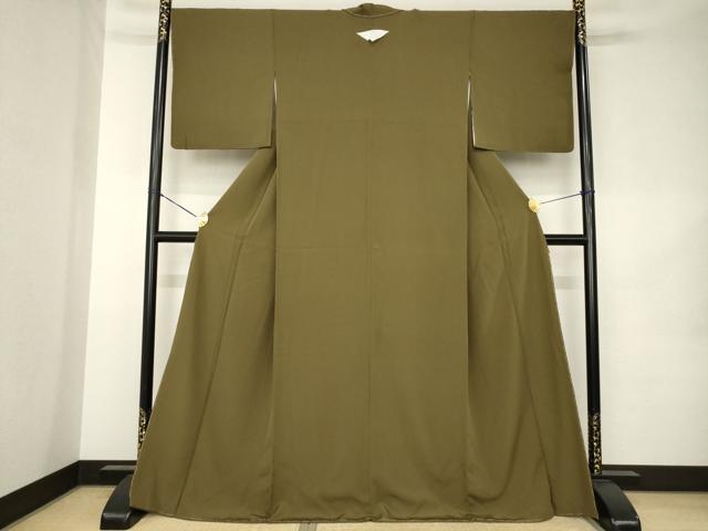平和屋着物●上質な色無地 作家物 媚茶色 正絹 逸品 未使用 AABK3052ck