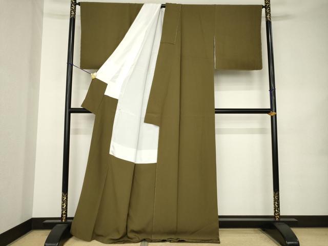平和屋着物●上質な色無地 作家物 媚茶色 正絹 逸品 未使用 AABK3052ck