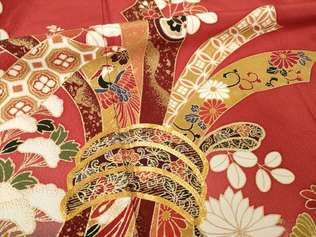 平和屋着物●豪華振袖 駒刺繍 束ね熨斗花文 暈し染め 金彩 正絹 逸品 AABK3057ck