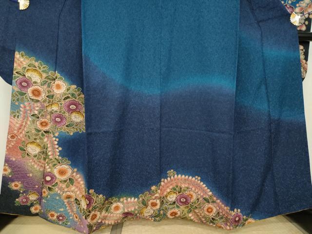 平和屋着物●豪華振袖 辻が花 舞花文 暈し染め 銀通し地 鈴乃屋扱い 正絹 逸品 AABK3059ck
