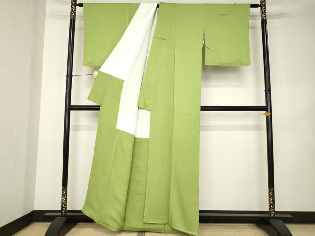 平和屋着物●上質な色無地 若苗色 正絹 逸品 AABK3061ck