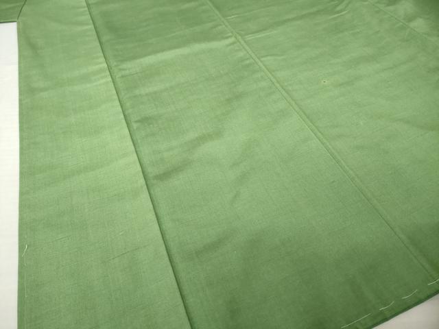 平和屋着物●上質な紬 色無地 松葉色 正絹 逸品 AABK3062ck
