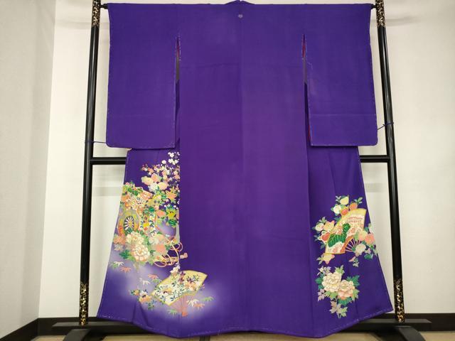 平和屋着物●アンティーク 大正ロマン 色留袖 御所車花文 両褄 正絹 逸品 AABK3063ck