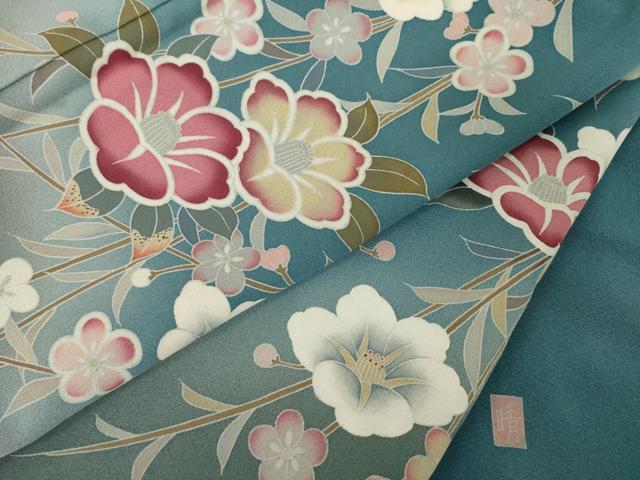 平和屋着物●訪問着 友禅 作家物 枝垂れ花文 暈し染め 正絹 逸品 AABK3064ck