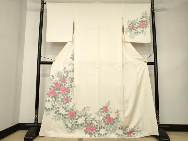 平和屋着物●訪問着 刺繍 薔薇 バラ 正絹 逸品 AABK3065ck