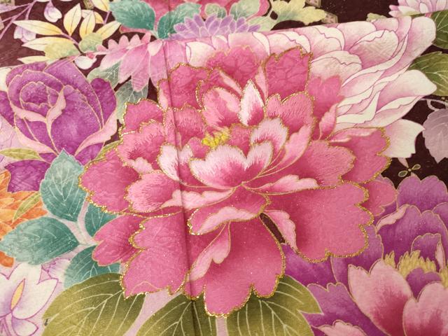 平和屋着物●押切もえ MOE OSHIKIRI 振袖 刺繍 舞花 暈し染め 金糸 金彩 金通し地 正絹 逸品 AABK3069ck