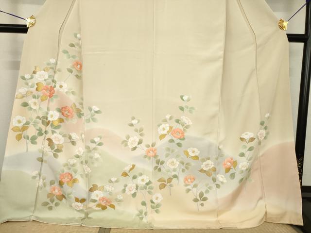 平和屋着物●訪問着 刺繍 枝花文 暈し染め ロング丈 正絹 逸品 AABK3070ck