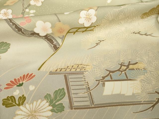 平和屋着物●訪問着 駒刺繍 風景文 暈し染め 金彩 正絹 逸品 AABK3072ck