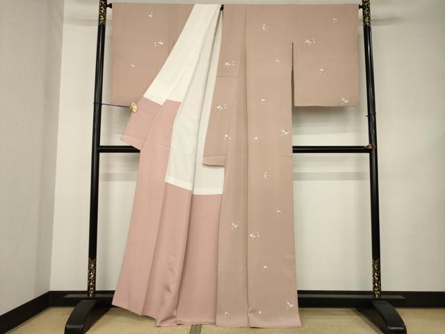 平和屋着物●上質な小紋 友禅 枝花文 正絹 逸品 AABK3079ck