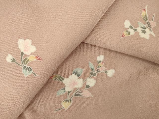 平和屋着物●上質な小紋 友禅 枝花文 正絹 逸品 AABK3079ck
