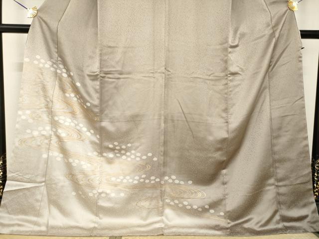 平和屋着物●訪問着 駒刺繍 流水文 暈し染め 金彩 ロング丈 正絹 逸品 AABK3096ck