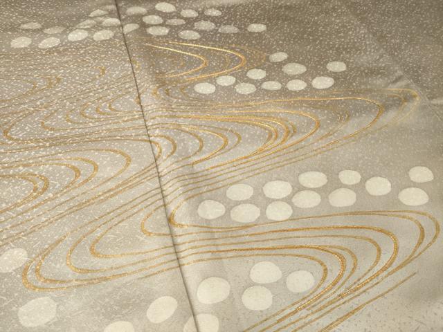 平和屋着物●訪問着 駒刺繍 流水文 暈し染め 金彩 ロング丈 正絹 逸品 AABK3096ck