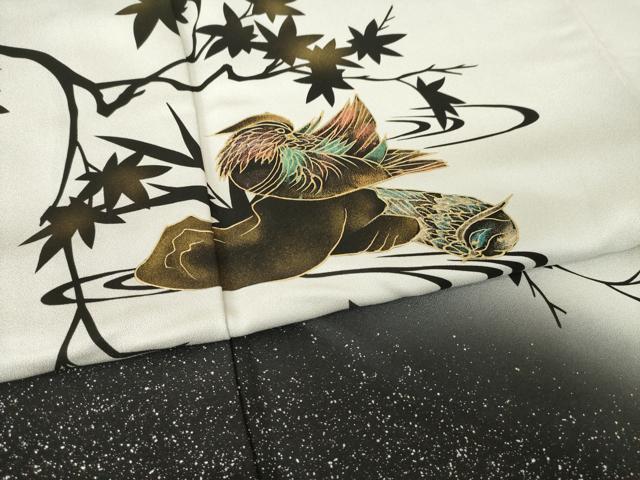 平和屋着物●訪問着 鴛鴦楓文 暈し染め 金彩 正絹 逸品 AABK3099ck