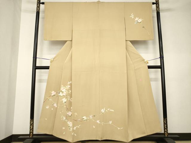 平和屋着物●本加賀友禅作家 南克治 訪問着 枝花文 正絹 逸品 AABK3100ck