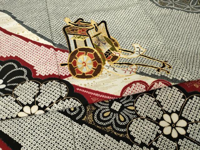 平和屋着物●豪華振袖 駒刺繍 御所車花文 正絹 逸品 AABK3102ck