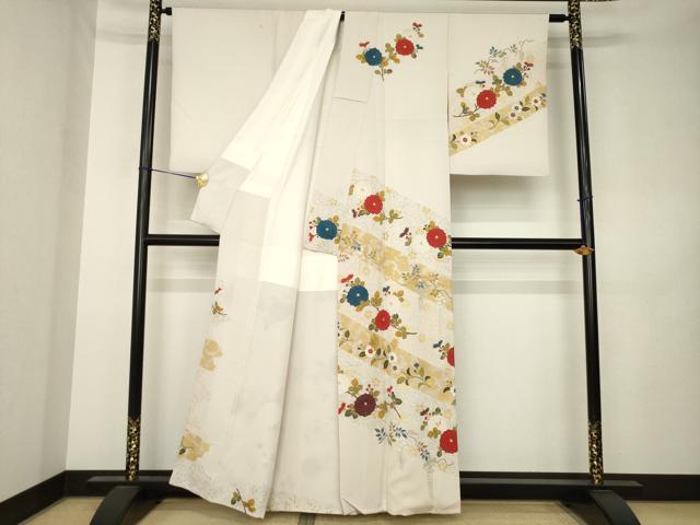 平和屋着物●訪問着 枝花文 金彩 正絹 逸品 AABK3109ck