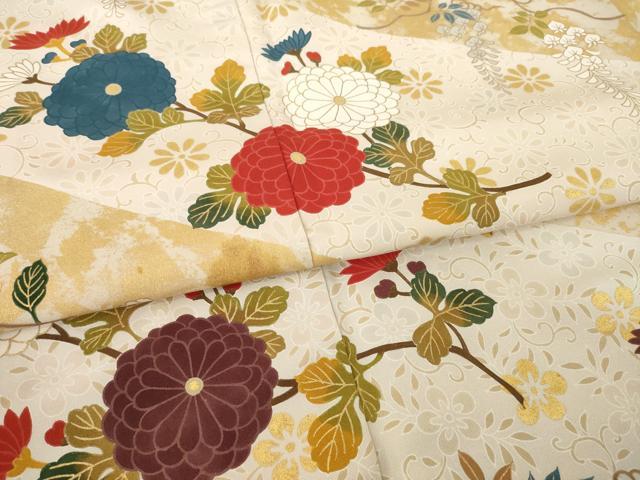 平和屋着物●訪問着 枝花文 金彩 正絹 逸品 AABK3109ck