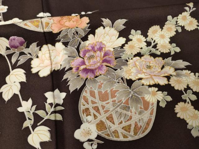 平和屋着物●西陣 京の名門 じゅらく謹製 帝王紫(古代帝王紫) 訪問着 刺繍 花篭文 正絹 逸品 AABK3113ck