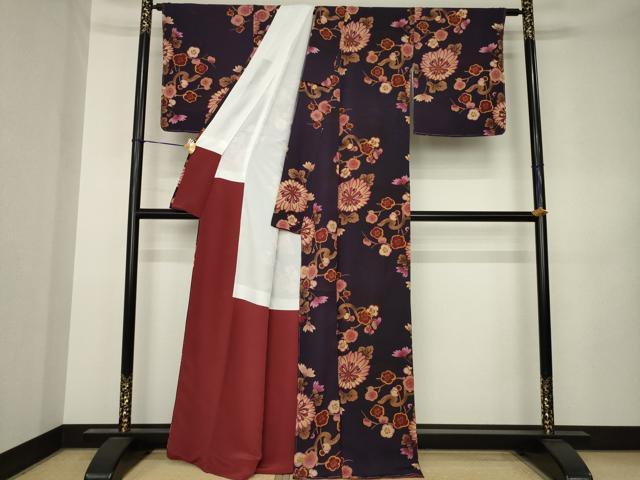 平和屋着物●上質な小紋 枝花文 正絹 逸品 未使用 AABK3117ck