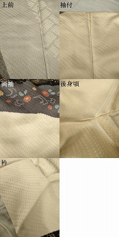 平和屋着物●訪問着 絞り 草花文 金彩 正絹 逸品 AABK3124ck