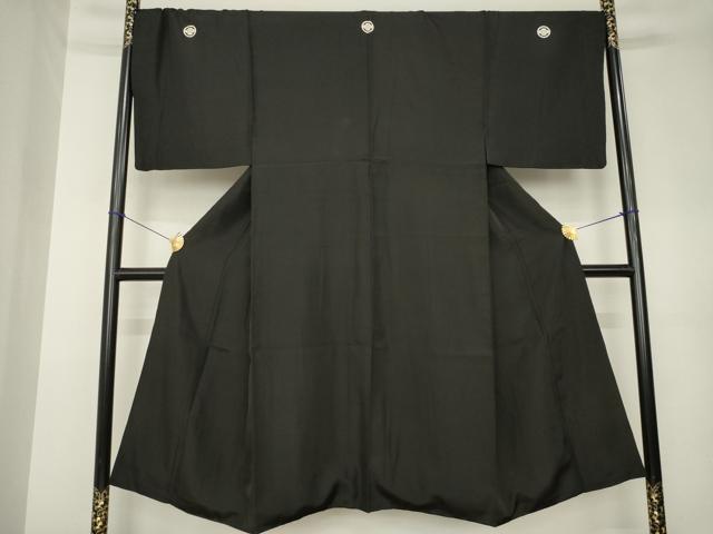 平和屋着物●男性 黒紋付 正絹 逸品 AABK3126ck