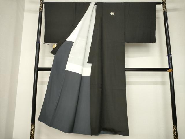平和屋着物●男性 黒紋付 正絹 逸品 AABK3126ck