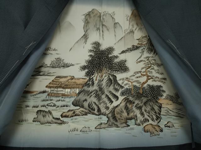 平和屋着物●男性 本場大島紬 アンサンブル 長襦袢(無双仕立て)セット 100亀甲 総詰め 正絹 逸品 AABK3128ck