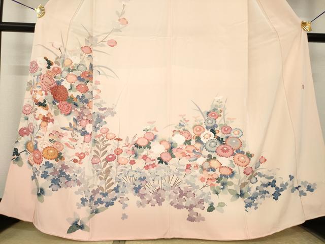 平和屋着物●訪問着 友禅 作家物 花鳥文 暈し染め 正絹 逸品 AABK3134ck