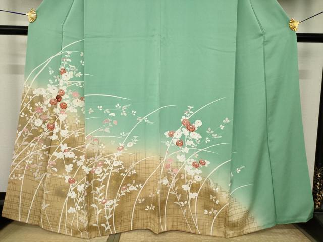 平和屋着物●訪問着 刺繍 草花文 暈し染め 正絹 逸品 AABK3143ck